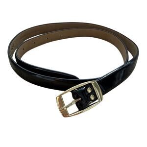 Talbots Black Patent Leather Belt Gold Buckle Women's Medium